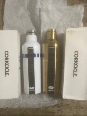 Corkcicle Star Wars BOTH C-3PO R2-D2 16oz Canteen Set New Discontinued DIS2016SW